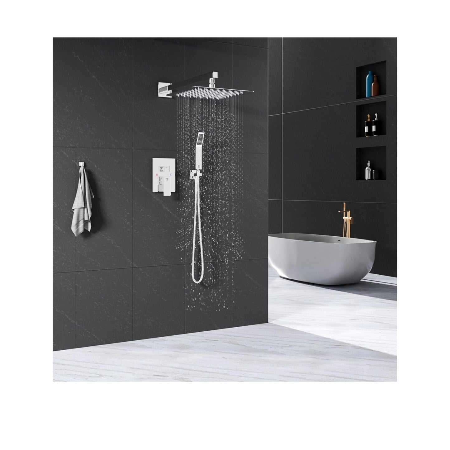 SUN RISE 12 Inches Bathroom Luxury Rain Mixer Shower Combo