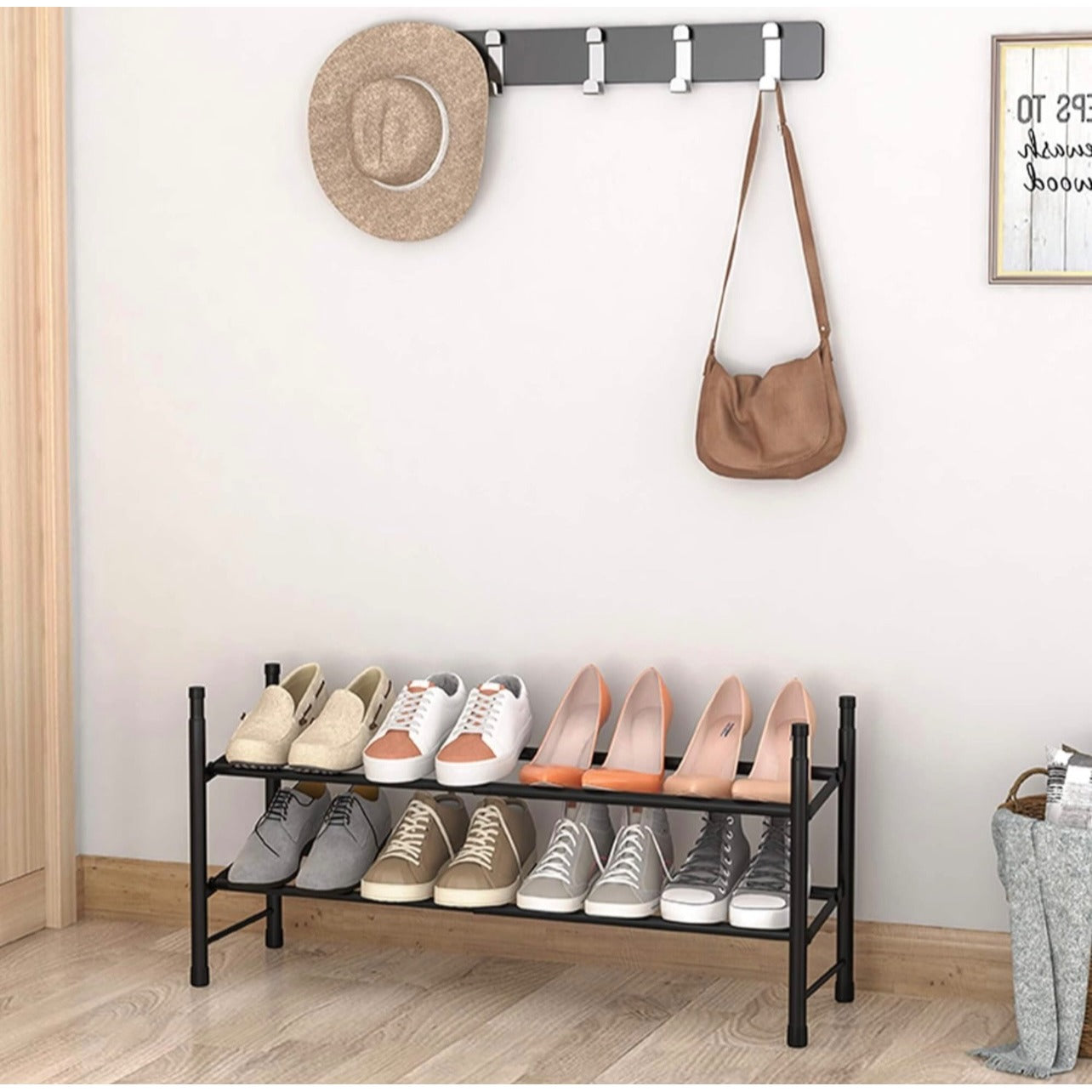 Expandable 2-Tier Free standing shoe rack