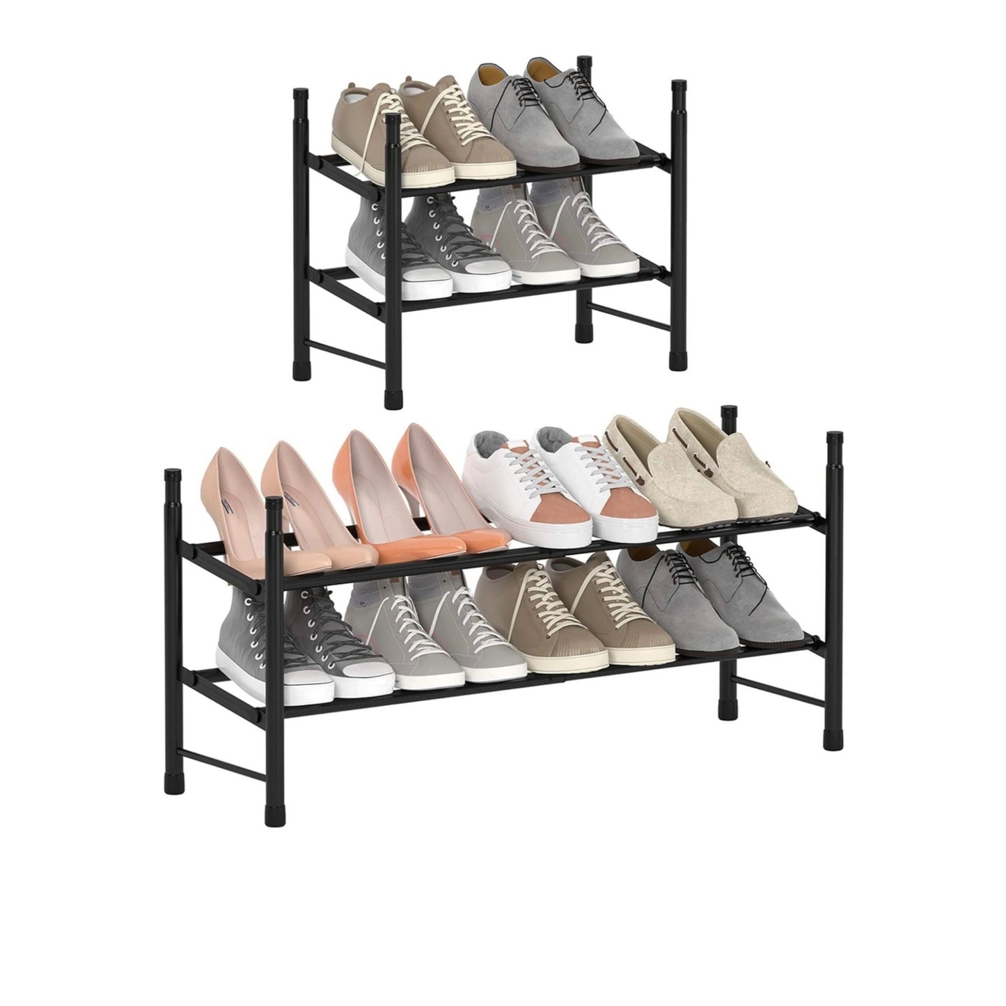 Expandable 2-Tier Free standing shoe rack